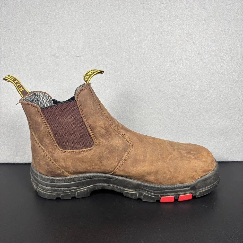 Rockrooster Lumen Brown Leather Work Boots Mens 13 Wide Chelsea Slip On EH AK224